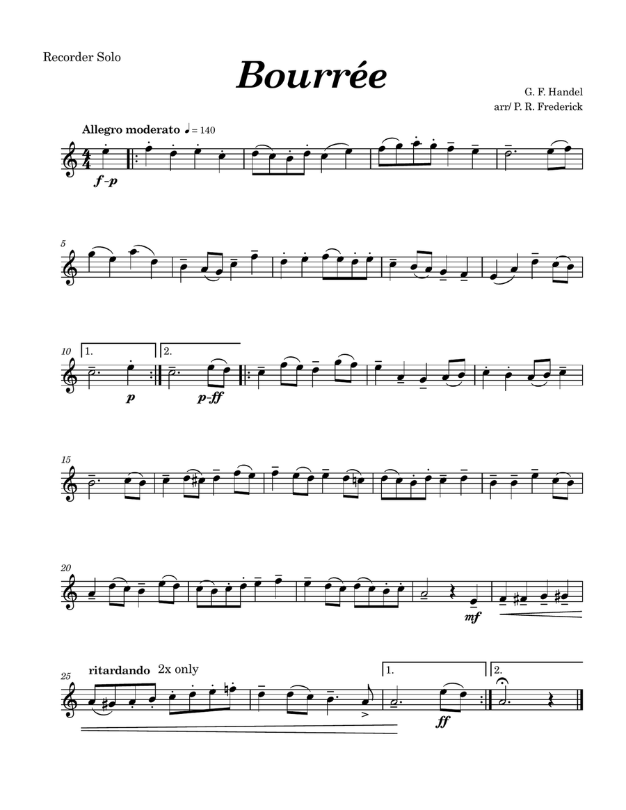Bourrée Bourrée Recorder scores gallery preview page 1