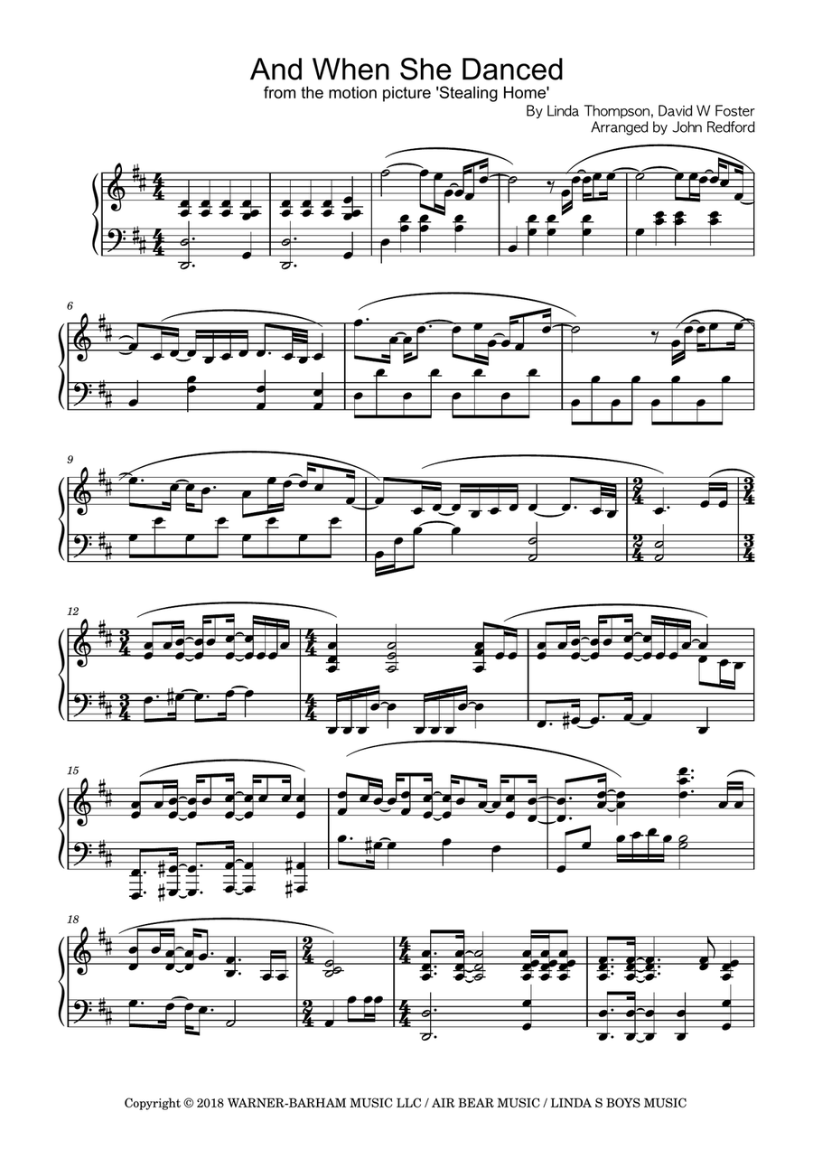 And When She Danced Piano Solo scores gallery preview page 2