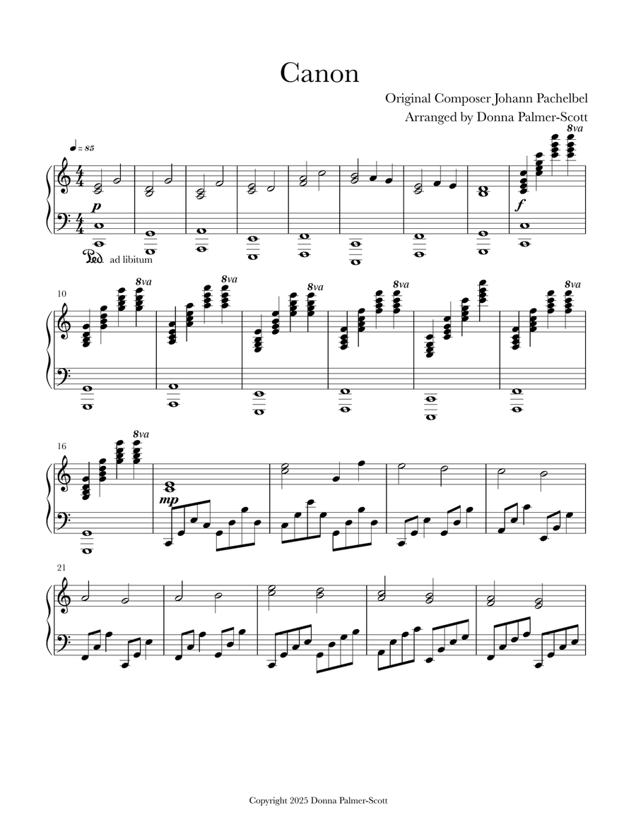 Canon (Pachelbel) Canon (Pachelbel) Piano Solo scores gallery preview page 1