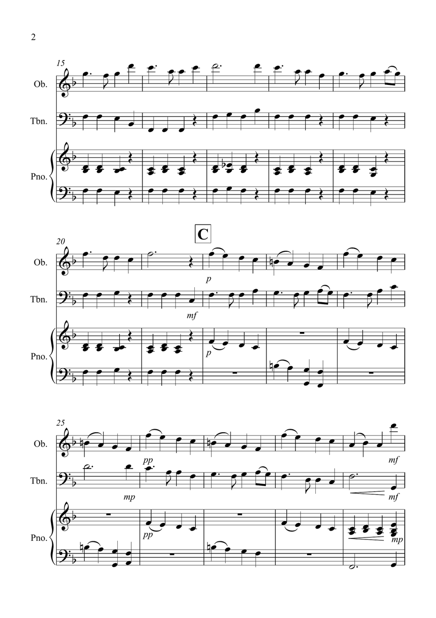 Auld Lang Syne for Oboe and Trombone Duet Trombone Duet scores gallery preview page 2