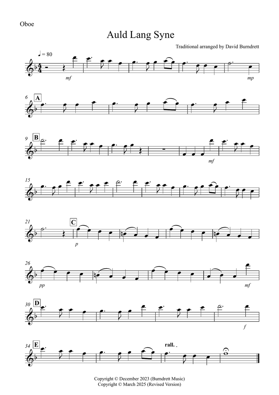 Auld Lang Syne for Oboe and Trombone Duet Trombone Duet scores gallery preview page 4