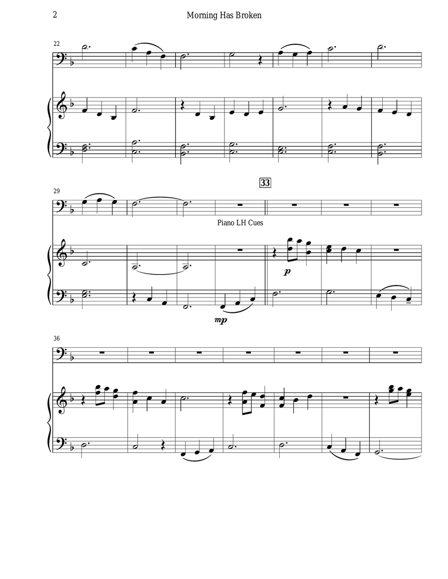 Morning Has Broken (Euphonium & Piano) Baritone Horn TC scores gallery preview page 4