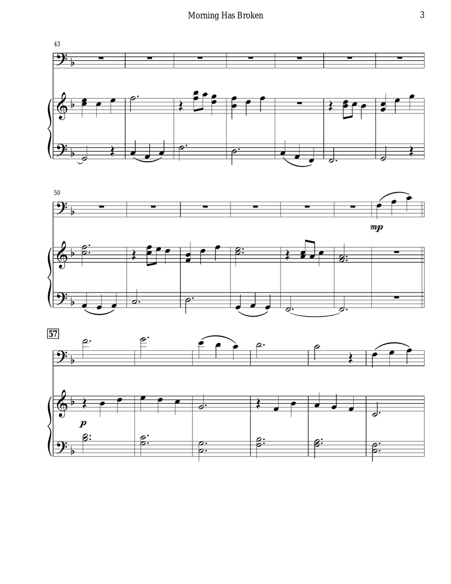 Morning Has Broken (Euphonium & Piano) Baritone Horn TC scores gallery preview page 5
