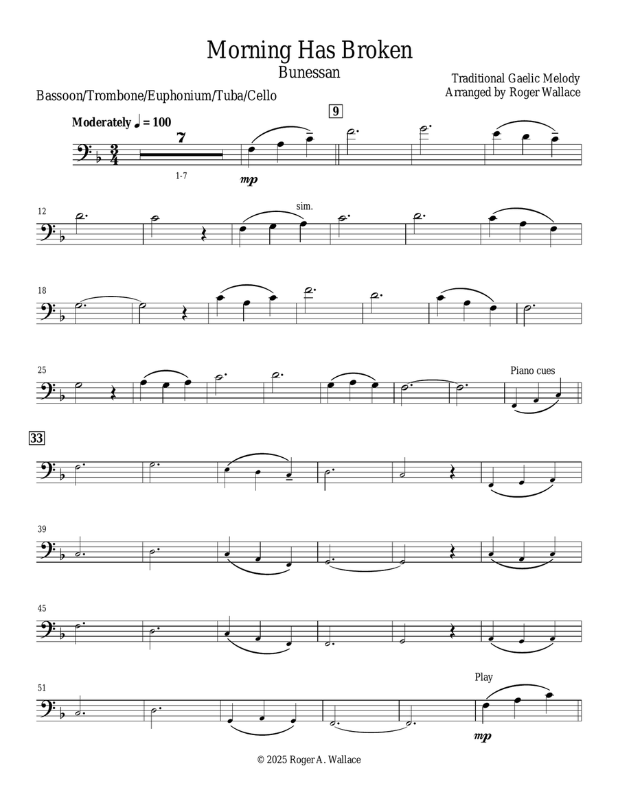 Morning Has Broken (Euphonium & Piano) Euphonium scores gallery preview page 1
