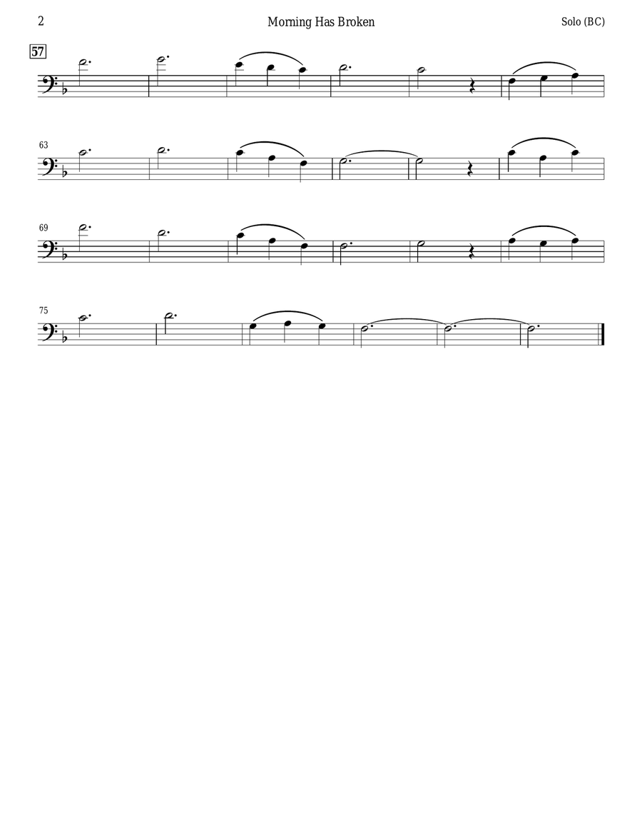 Morning Has Broken (Euphonium & Piano) Euphonium scores gallery preview page 2