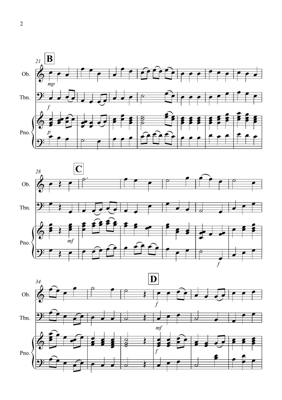 Be Thou My Vision for Oboe and Trombone Duet Trombone Duet scores gallery preview page 2