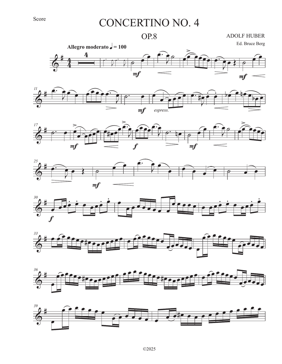 Huber Concertino No. 4, Op. 8 Violin Solo scores gallery preview page 1