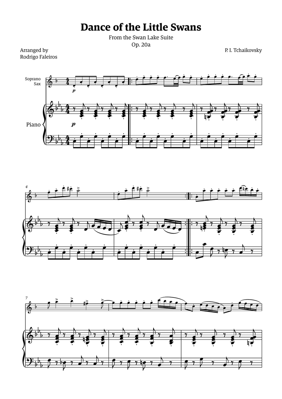 Dance of the Little Swans - for soprano sax and piano Chamber Music scores gallery preview page 1