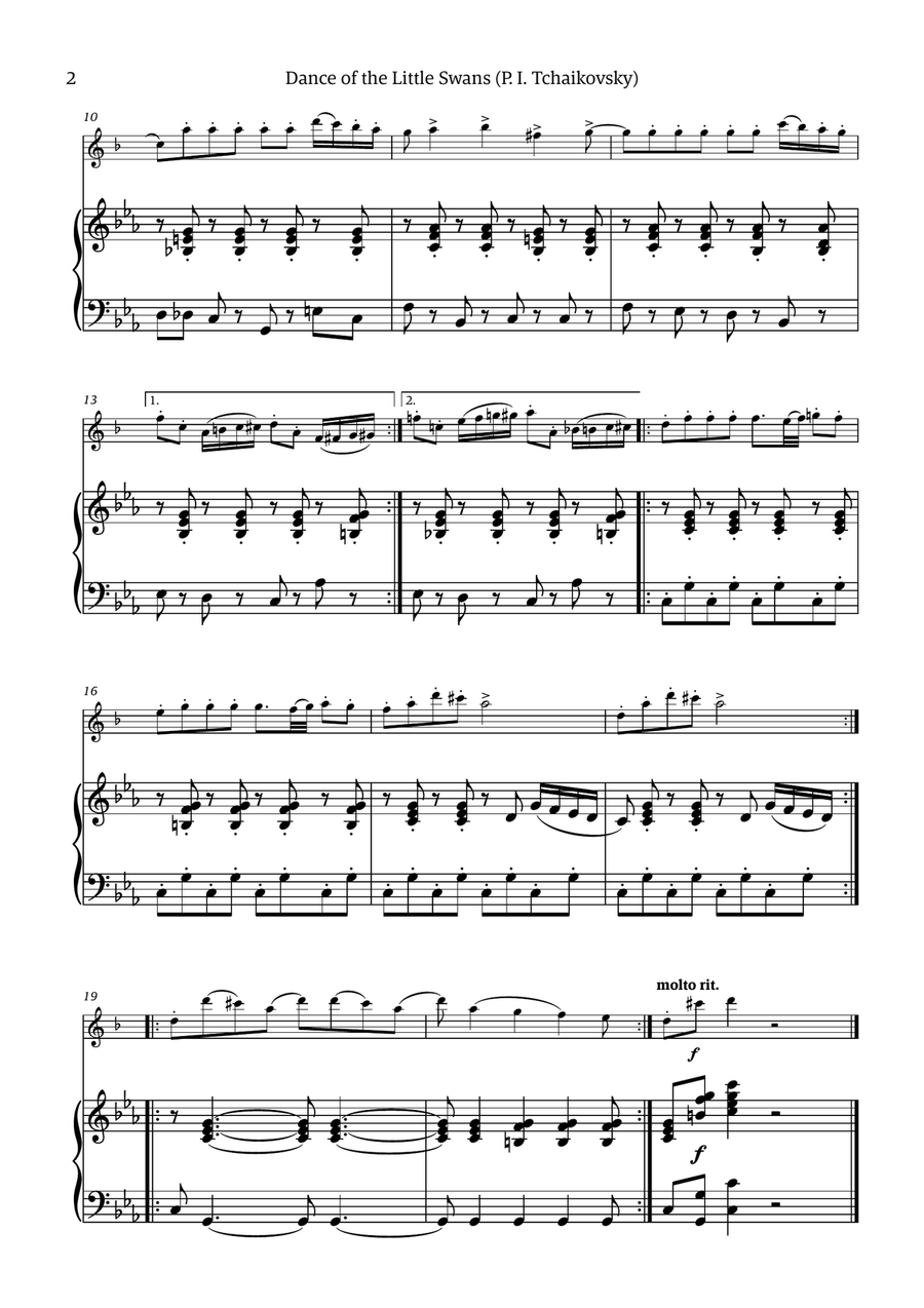 Dance of the Little Swans - for soprano sax and piano Chamber Music scores gallery preview page 2
