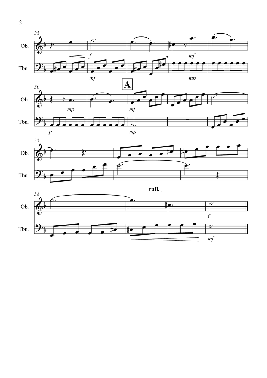 Moonlight Sonata for (1st movement) for Oboe and Trombone Duet Trombone Duet scores gallery preview page 2
