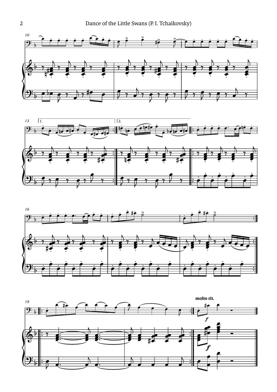 Dance of the Little Swans - for cello and piano Chamber Music scores gallery preview page 2