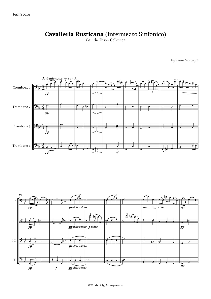 Intermezzo Sinfonico by Pietro Mascagni for Trombone Quartet Brass Quartet scores gallery preview page 1