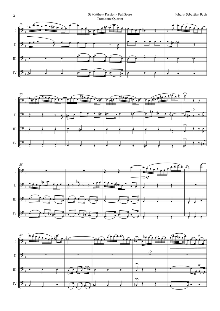 Aus Liebe will mein Heiland sterben by Bach for Trombone Quartet Brass Quartet scores gallery preview page 2