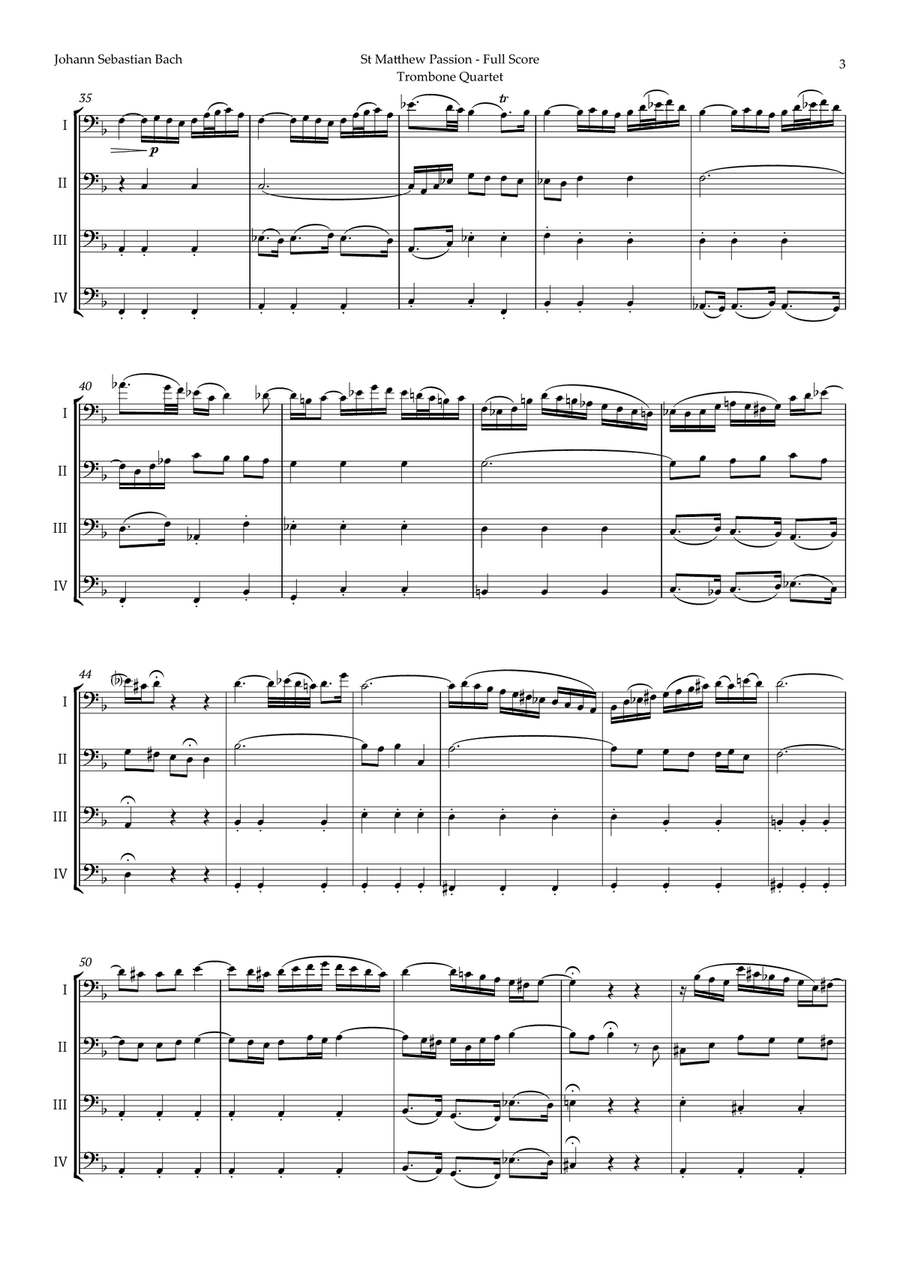 Aus Liebe will mein Heiland sterben by Bach for Trombone Quartet Brass Quartet scores gallery preview page 3