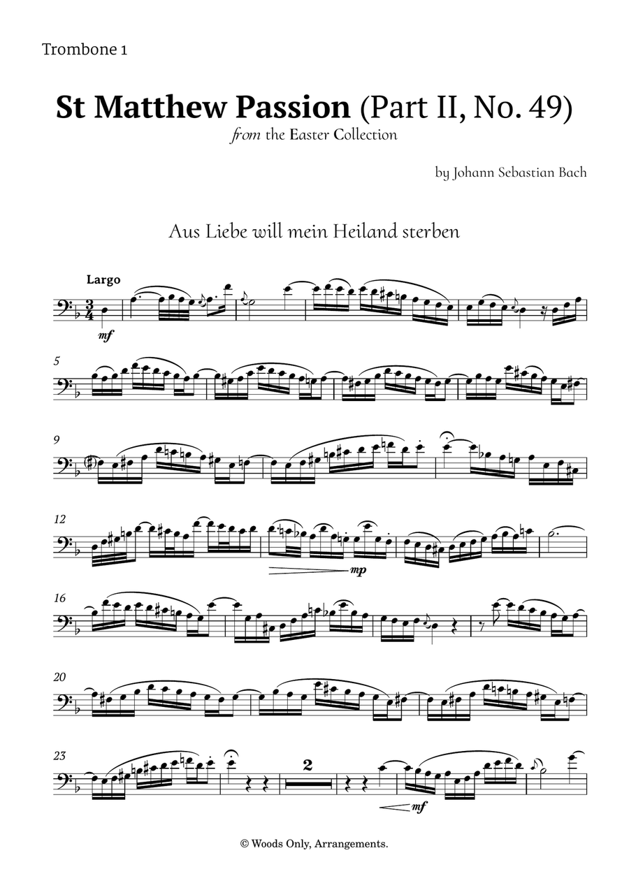 Aus Liebe will mein Heiland sterben by Bach for Trombone Quartet Brass Quartet scores gallery preview page 5