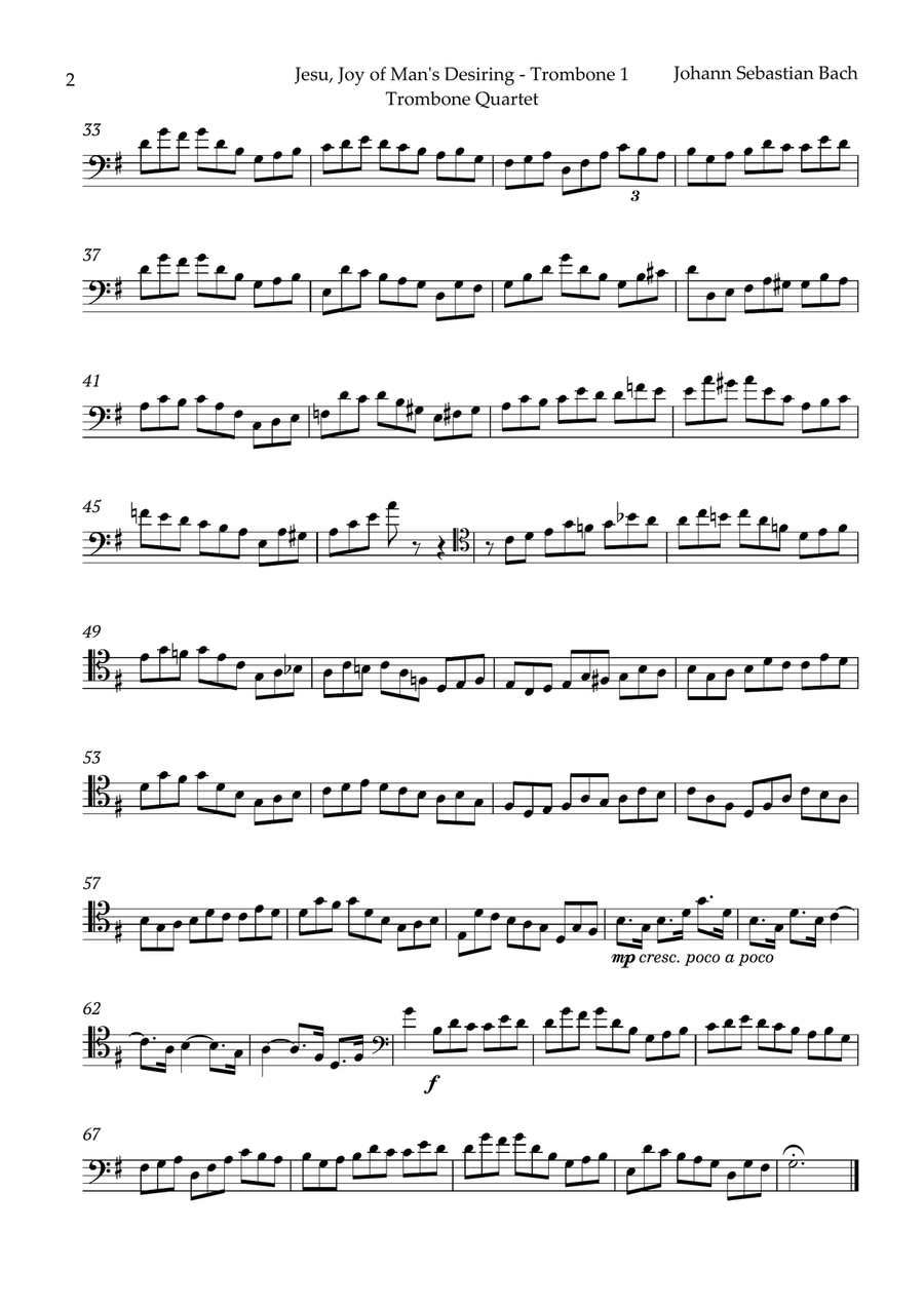 Jesu, Joy of Man's Desiring by Bach for Trombone Quartet Brass Quartet scores gallery preview page 5