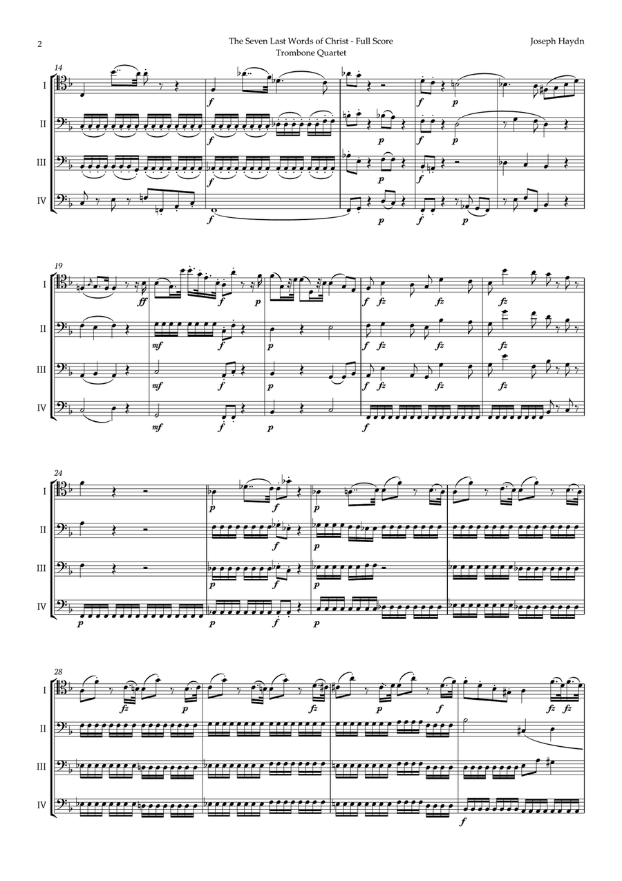 The Seven Last Words of Christ by Haydn for Trombone Quartet Brass Quartet scores gallery preview page 2