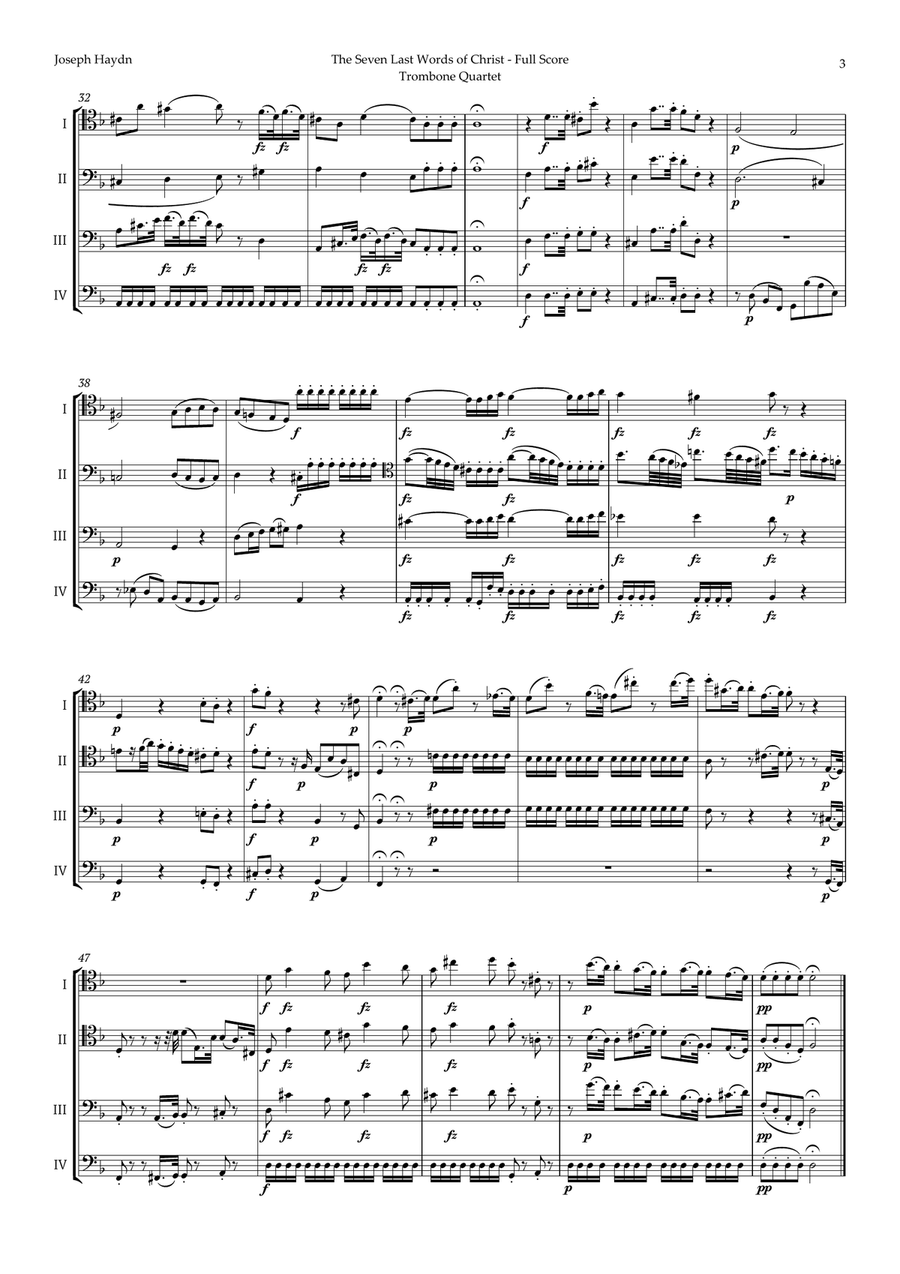 The Seven Last Words of Christ by Haydn for Trombone Quartet Brass Quartet scores gallery preview page 3