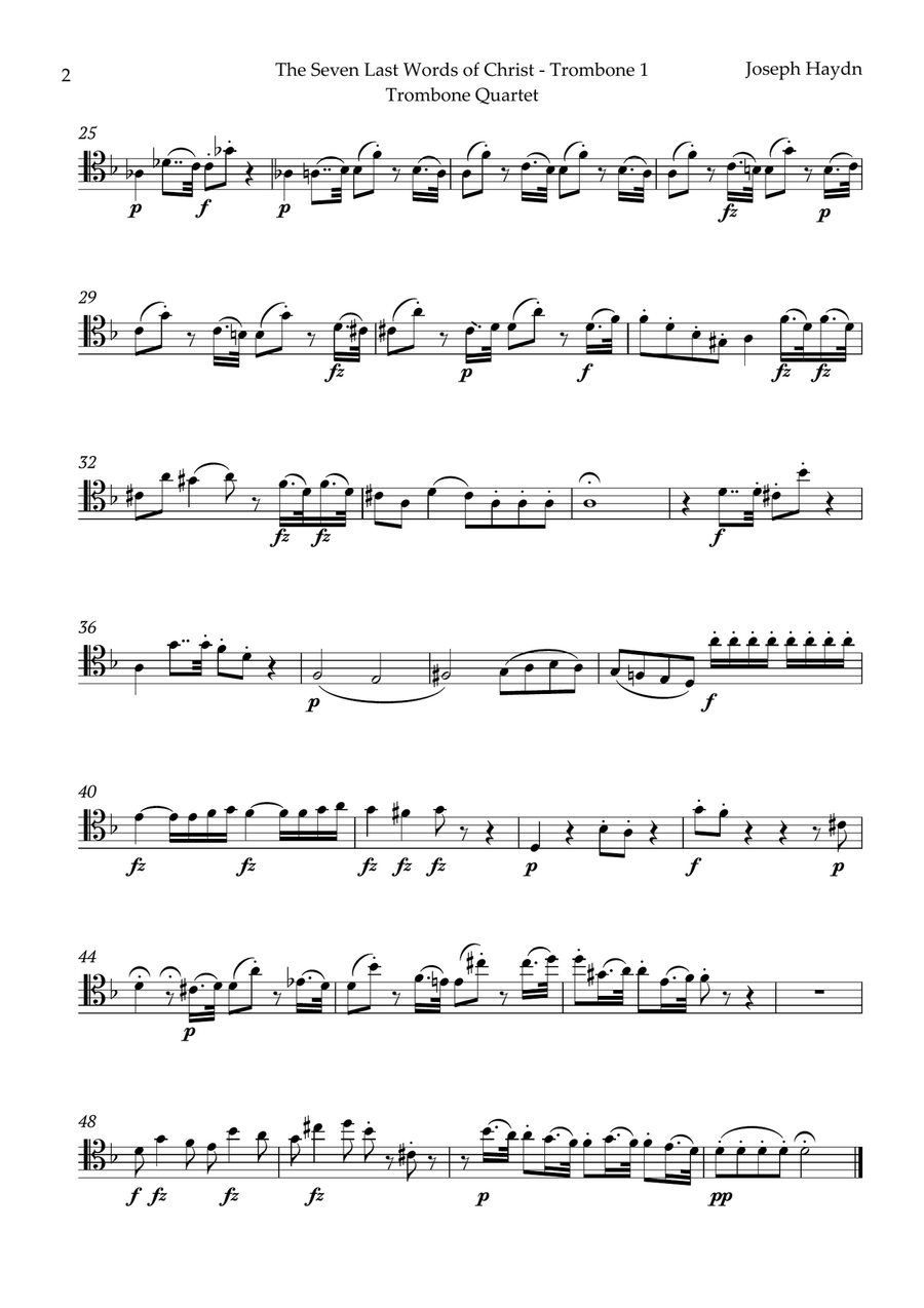 The Seven Last Words of Christ by Haydn for Trombone Quartet Brass Quartet scores gallery preview page 5