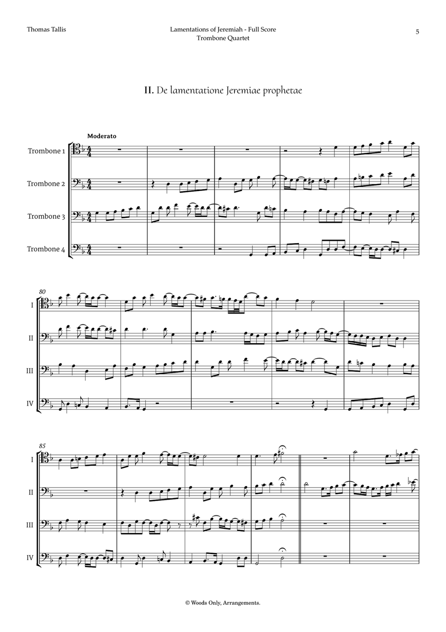 Lamentations of Jeremiah by Thomas Tallis for Trombone Quartet Brass Quartet scores gallery preview page 5