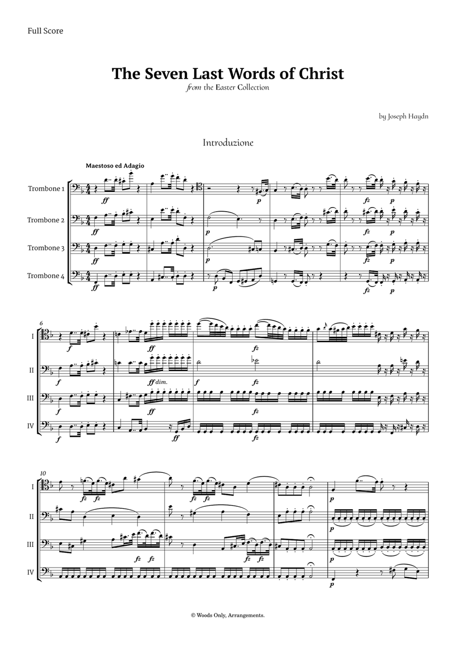 5 Easter Songs for Trombone Quartet plus one Bonus Brass Quartet scores gallery preview page 2