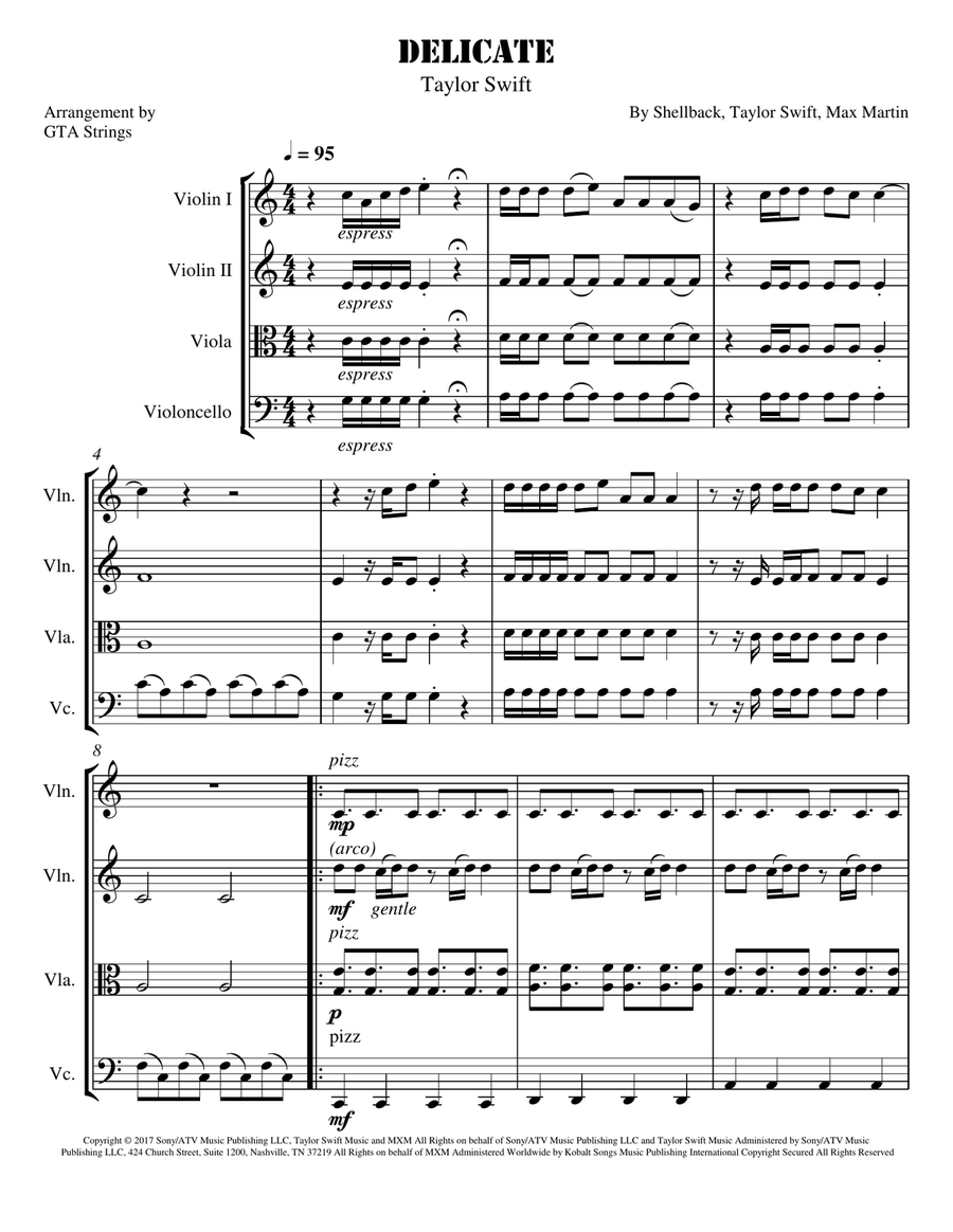 Delicate String Quartet scores gallery preview page 1