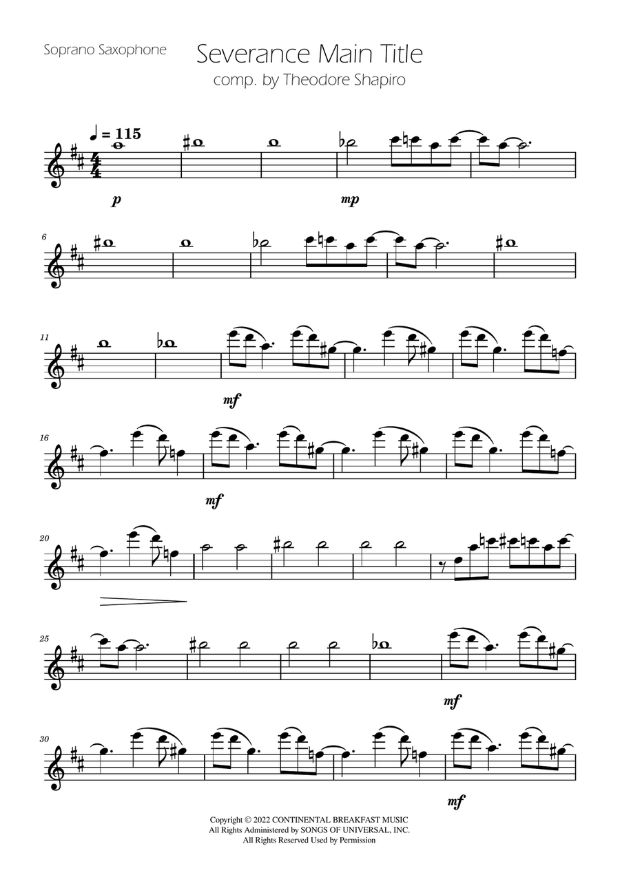 Severance - Main Title Theme Saxophone Quartet scores gallery preview page 4