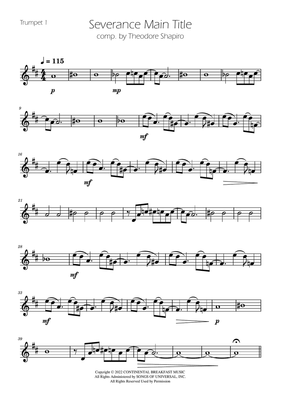 Severance - Main Title Theme Brass Quartet scores gallery preview page 4