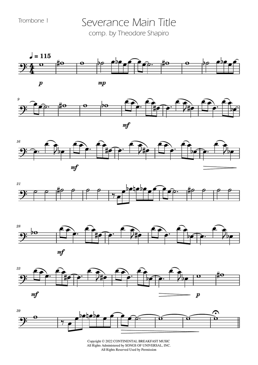 Severance - Main Title Theme Brass Quartet scores gallery preview page 4