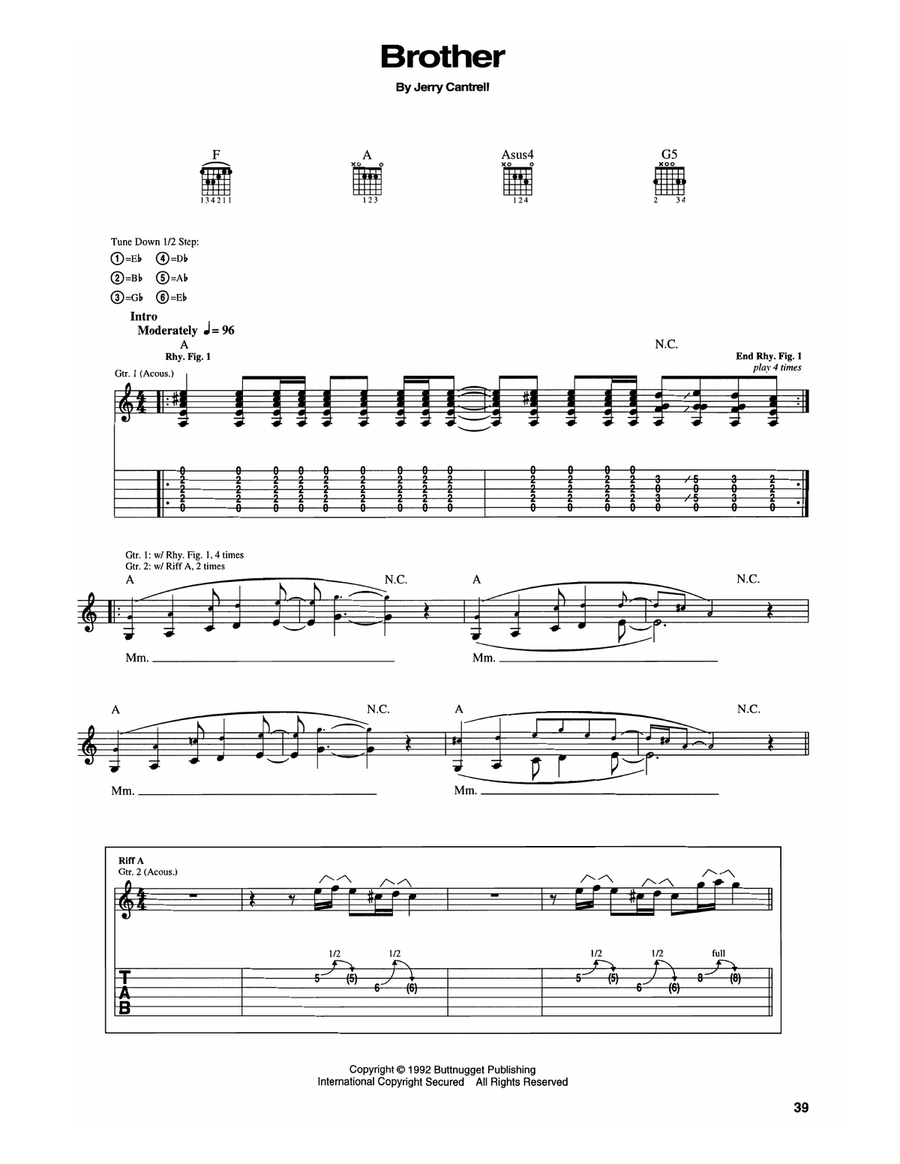 Brother Brother Guitar Tablature scores gallery preview page 1