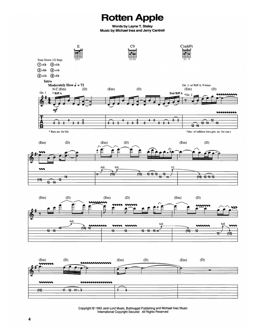 Rotten Apple Rotten Apple Guitar Tablature scores gallery preview page 1