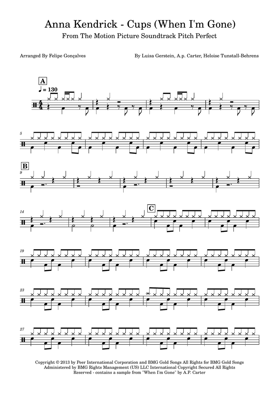 Cups (When I'm Gone) Cups (When I'm Gone) Drum Set scores gallery preview page 1