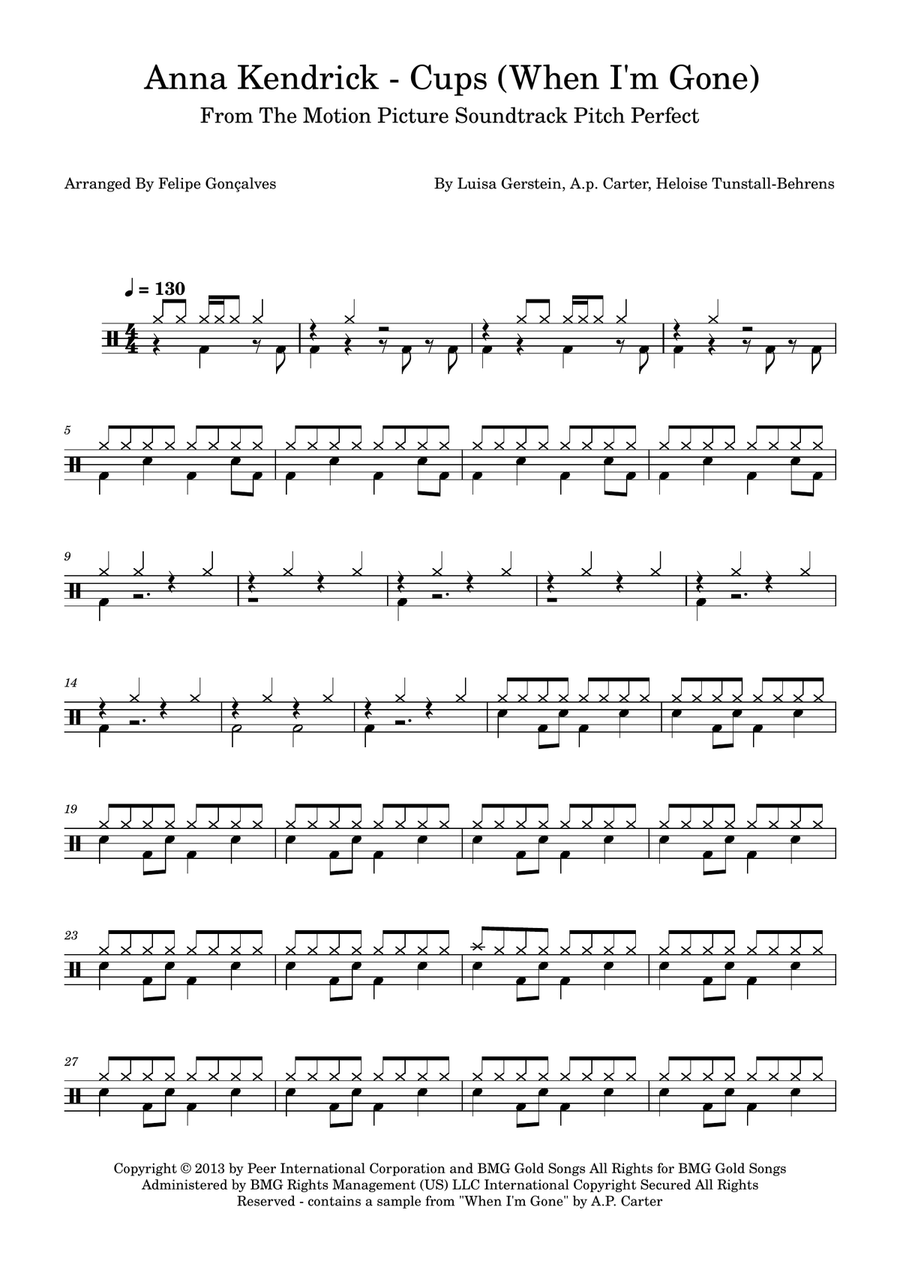 Cups (When I'm Gone) Cups (When I'm Gone) Drum Set scores gallery preview page 1