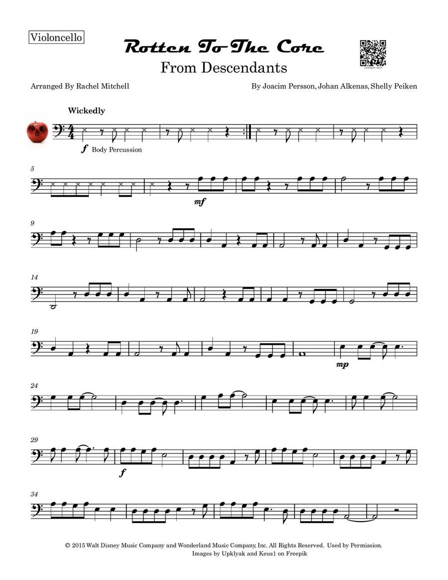Rotten To The Core Cello Solo scores gallery preview page 1