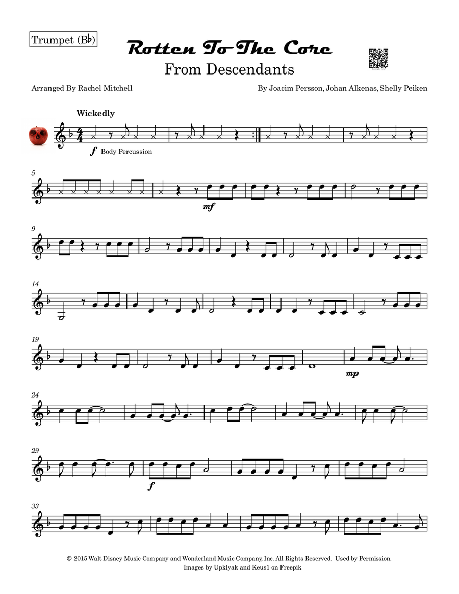 Rotten To The Core Trumpet Solo scores gallery preview page 1