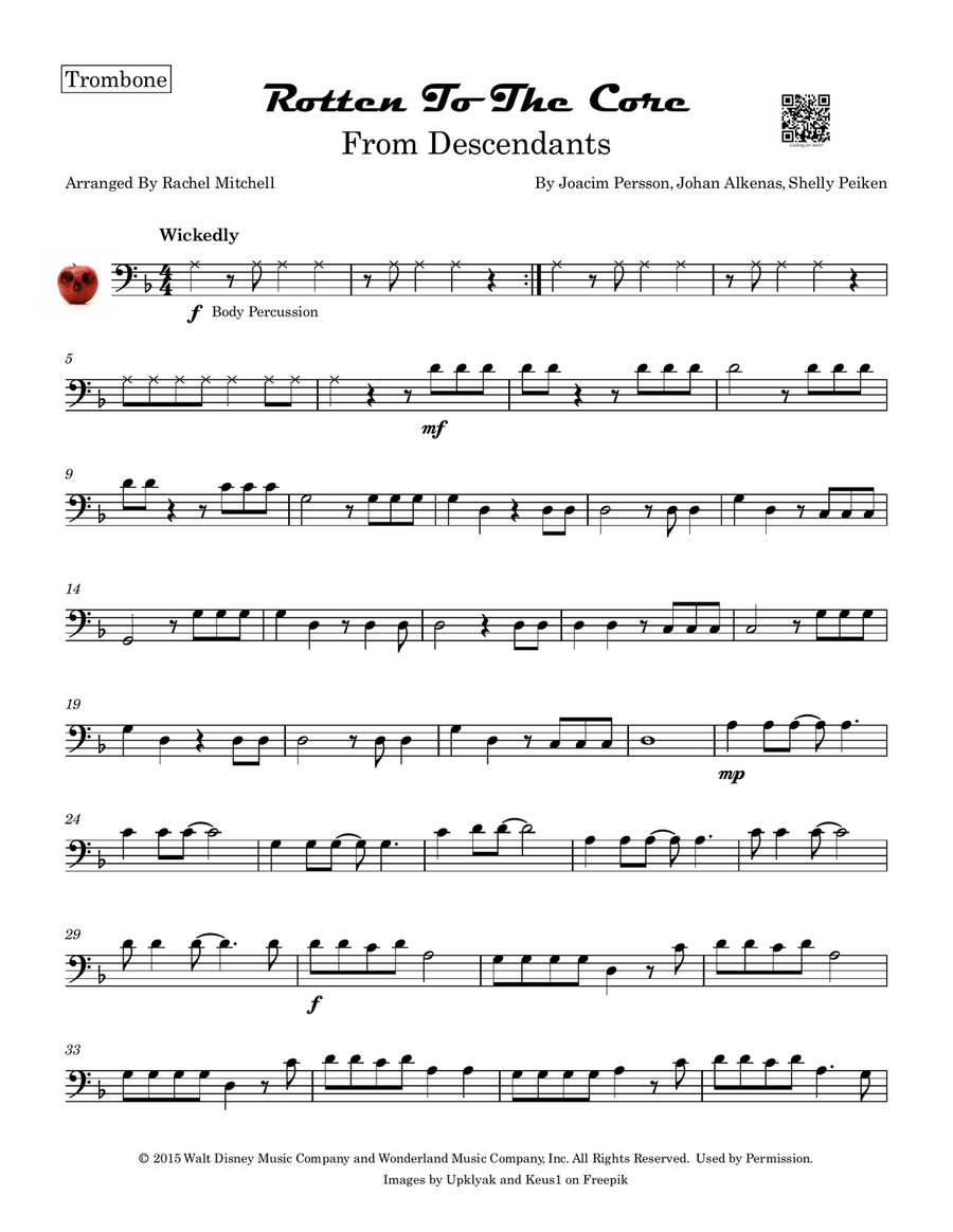 Rotten To The Core Trombone Solo scores gallery preview page 1