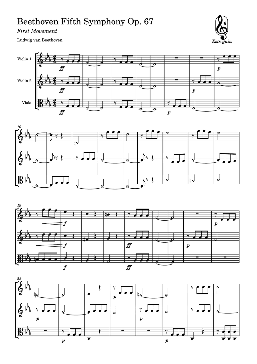 Symphony No. 5 Symphony No. 5 String Trio scores gallery preview page 1