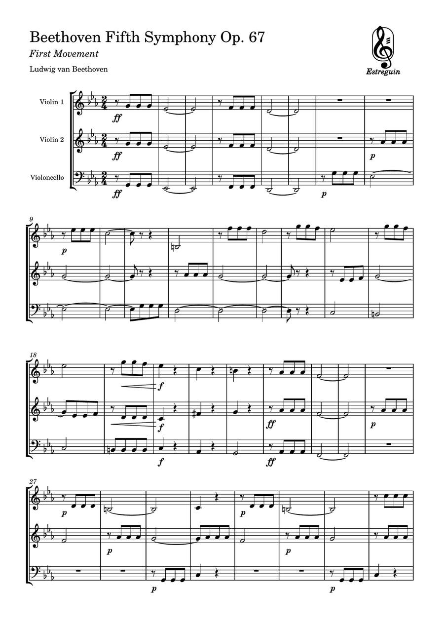 Symphony No. 5 Symphony No. 5 String Trio scores gallery preview page 1
