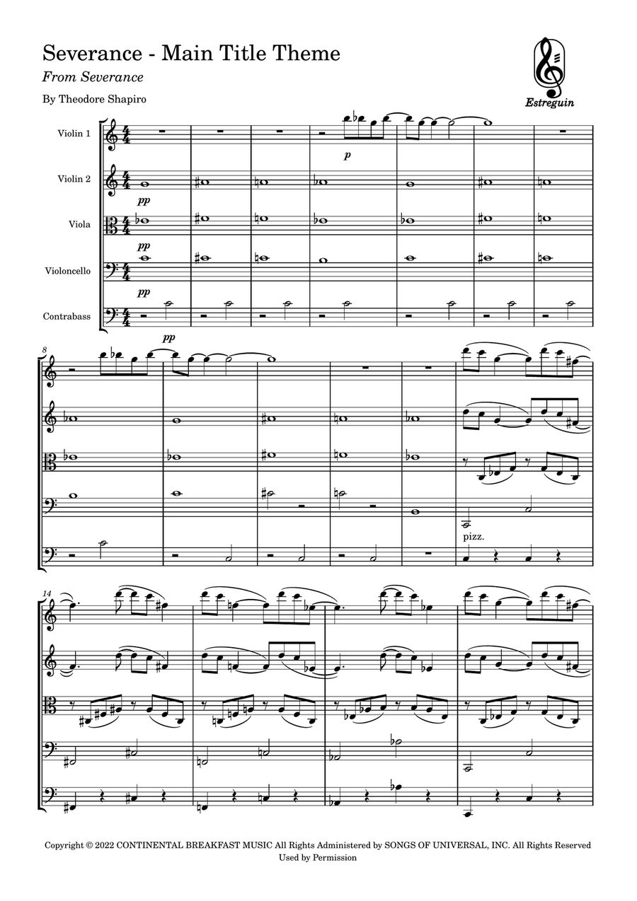 Severance - Main Title Theme String Orchestra scores gallery preview page 1
