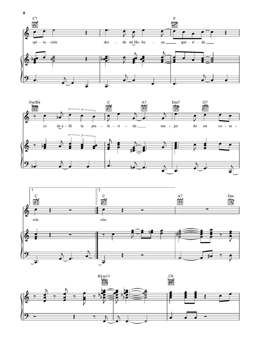 A Toda Cuba Le Gusta A Toda Cuba Le Gusta Piano, Vocal, Guitar scores gallery preview page 3