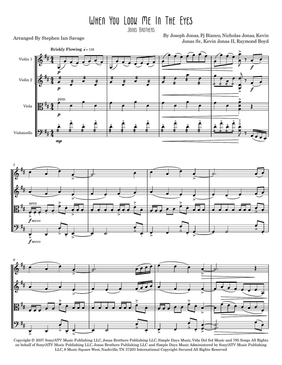 When You Look Me In The Eyes String Quartet scores gallery preview page 2