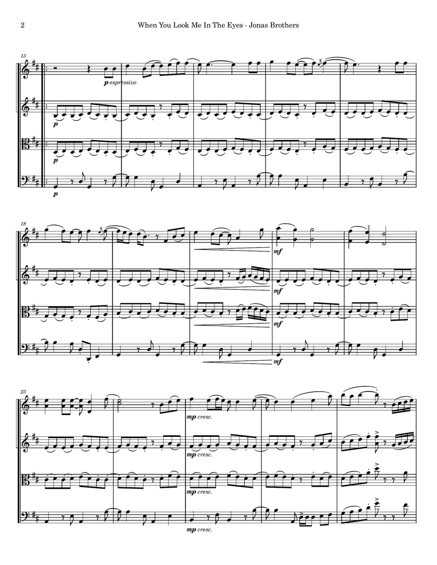 When You Look Me In The Eyes String Quartet scores gallery preview page 3