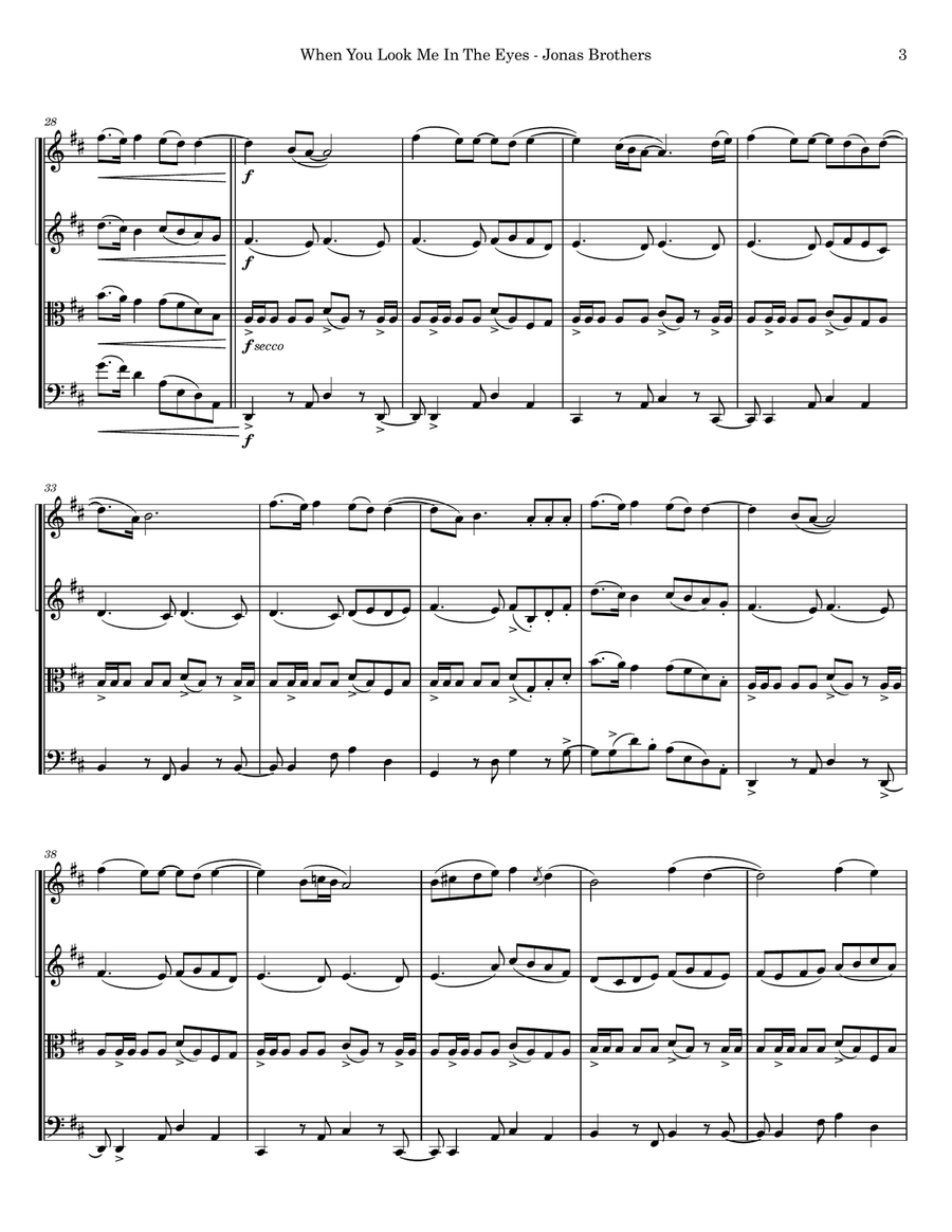 When You Look Me In The Eyes String Quartet scores gallery preview page 4