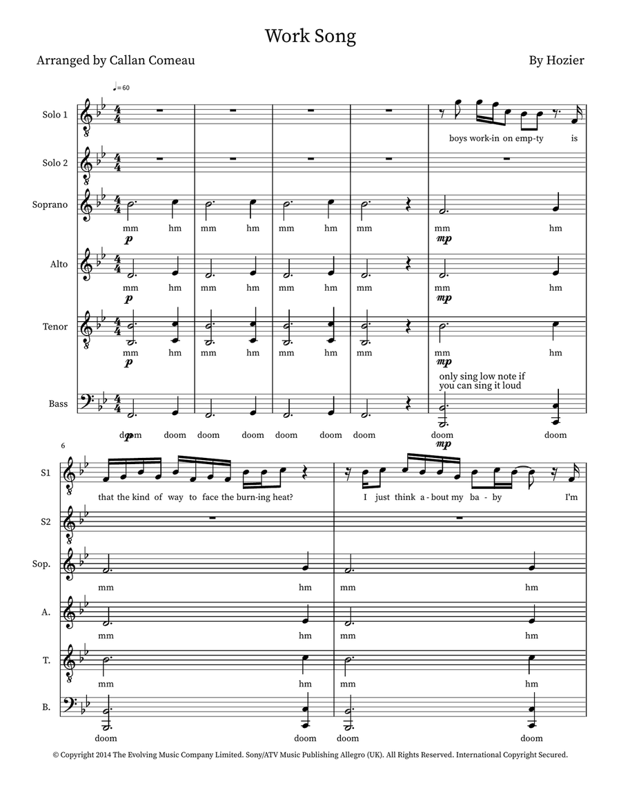 Work Song Work Song 4-Part scores gallery preview page 1