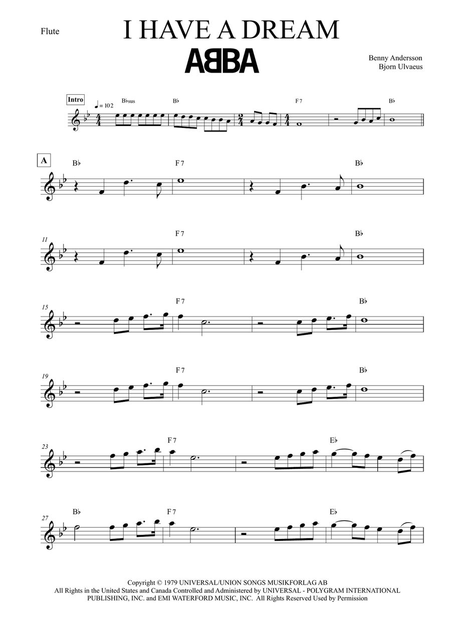 I Have A Dream Flute Solo scores gallery preview page 1