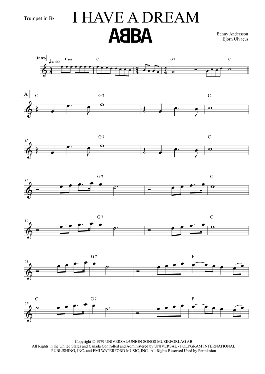 I Have A Dream B-Flat Trumpet scores gallery preview page 1