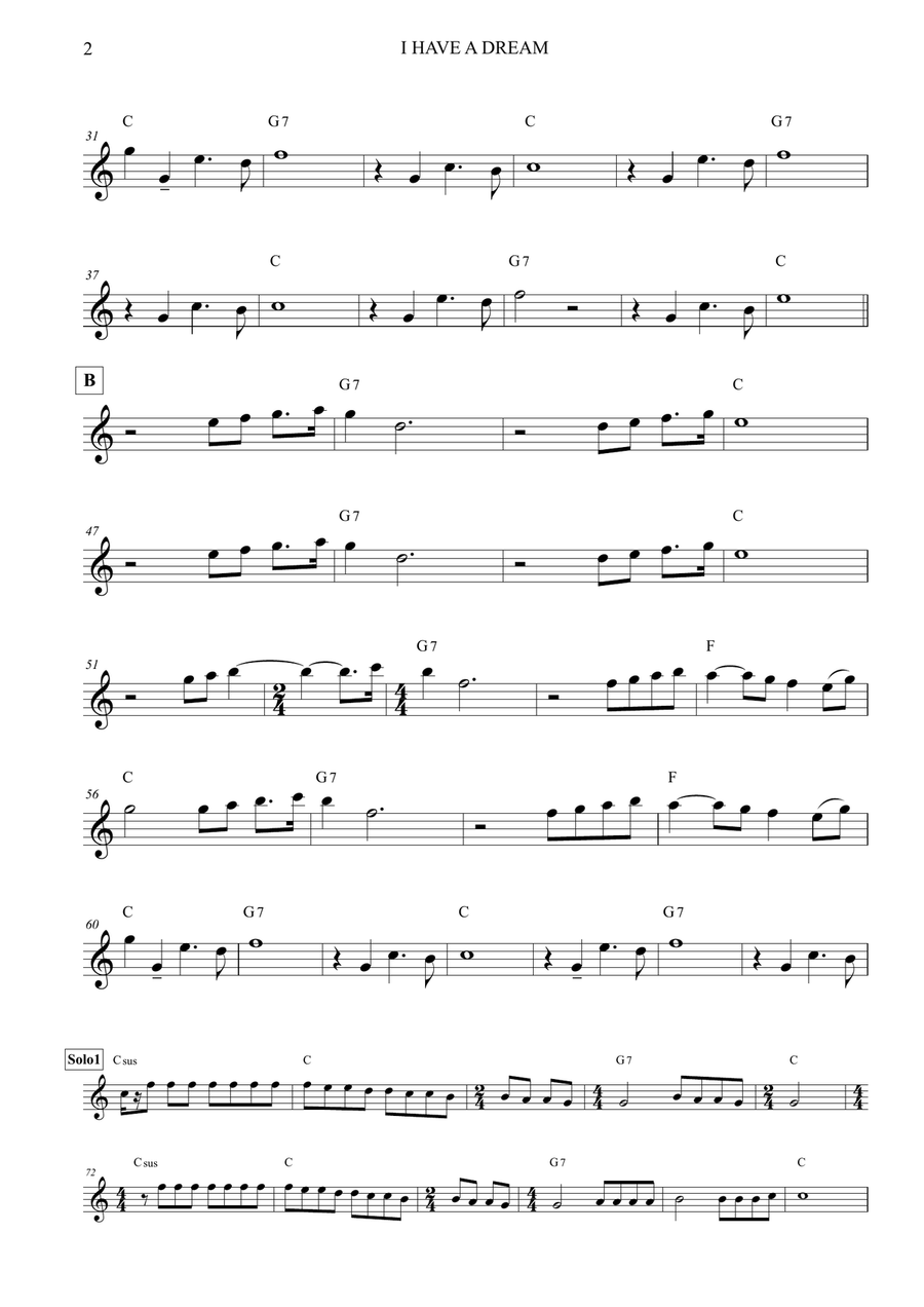 I Have A Dream B-Flat Trumpet scores gallery preview page 2
