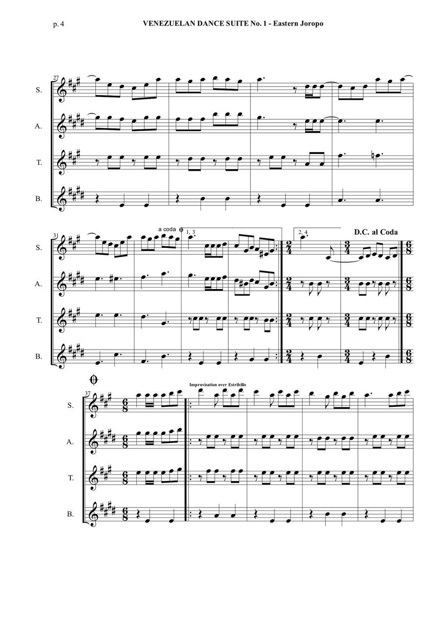 Venezuelan Dance Suite No. 1 - IV. Eastern Joropo - Saxophone Quartet (Score and parts) Saxophone Quartet scores gallery preview page 5