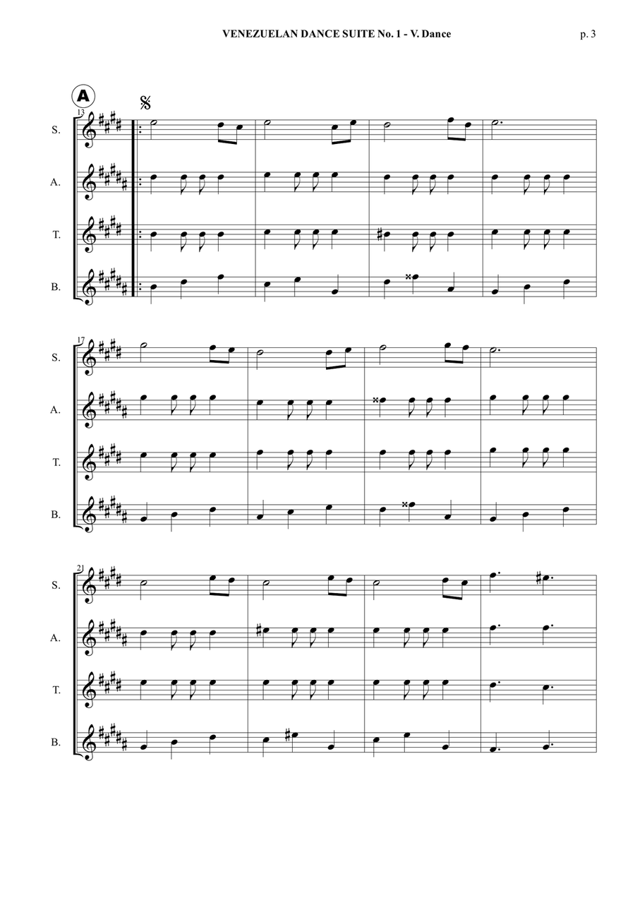 Venezuelan Dance Suite No. 1 - V. Dance - Saxophone Quartet (Score and parts) Saxophone Quartet scores gallery preview page 4