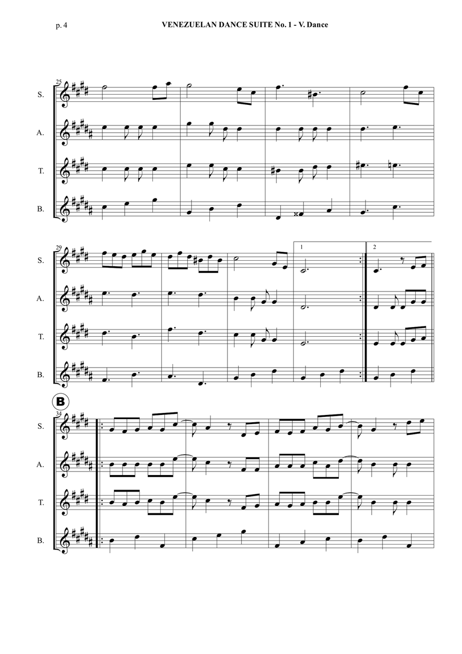 Venezuelan Dance Suite No. 1 - V. Dance - Saxophone Quartet (Score and parts) Saxophone Quartet scores gallery preview page 5